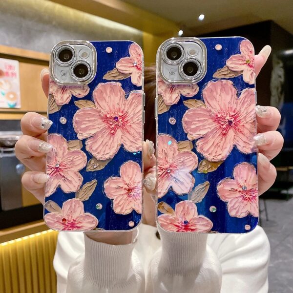 Glossy Flower Case With Attached Lens Protector